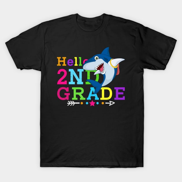 Shark Hello 2nd Grade Tshirt Teachers Kids Back to school Gifts T-Shirt by kateeleone97023